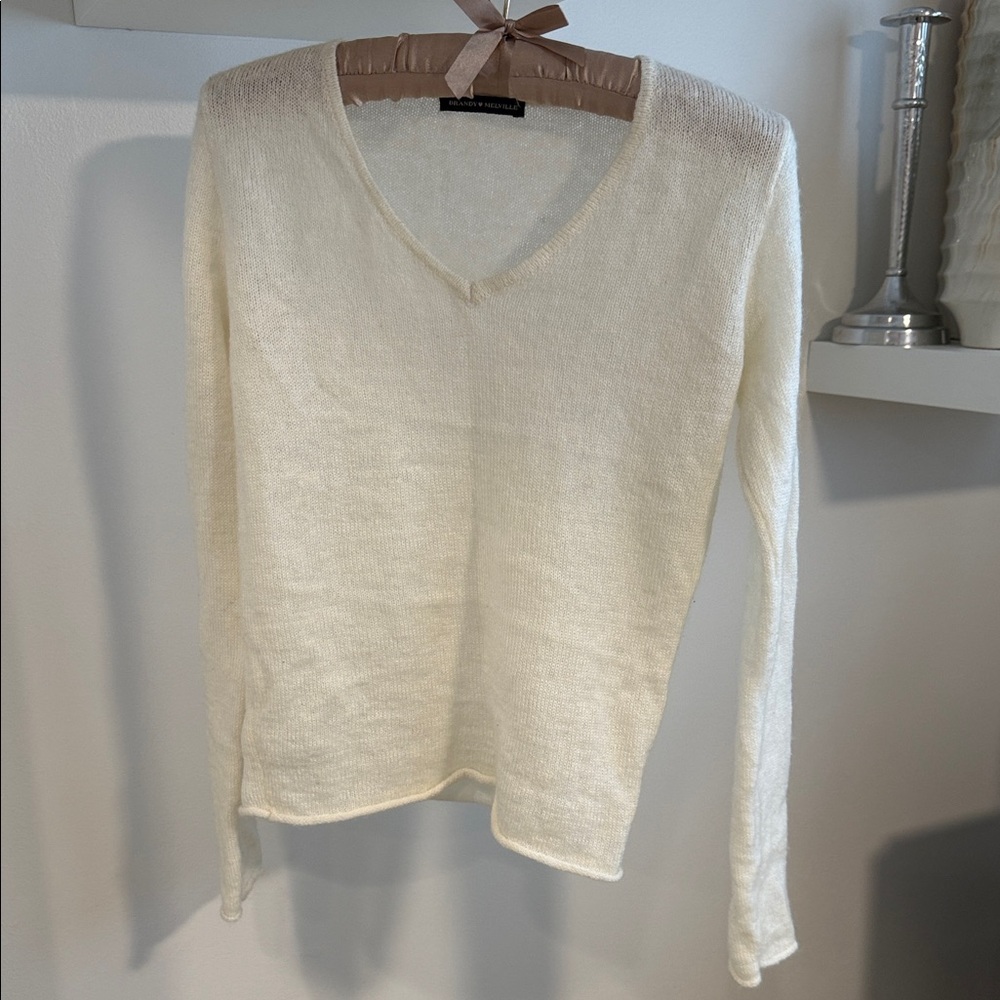 Brandy Melville Cream V-Neck Sweater